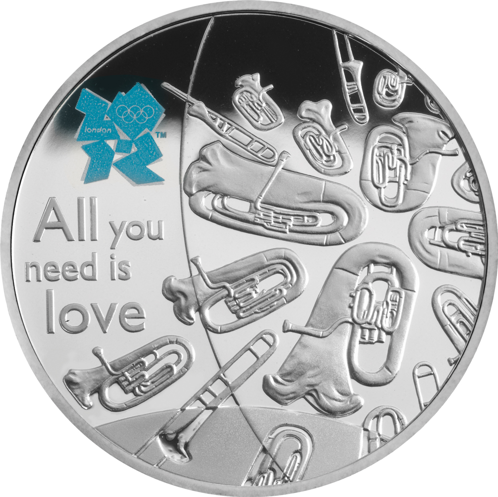 5 Pounds - Elizabeth II Music; Silver Proof reverse