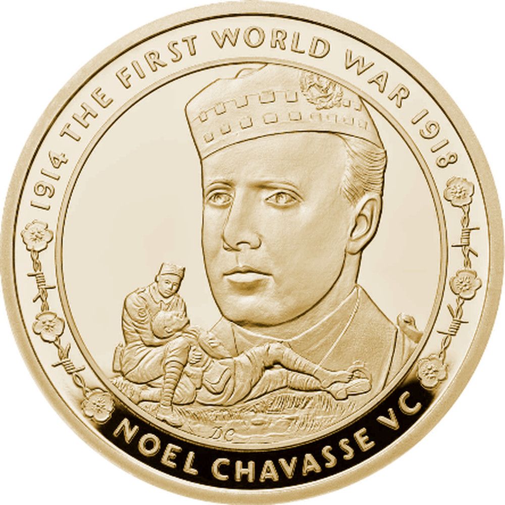 5 Pounds - Elizabeth II Noel Chavasse; Gold Proof reverse