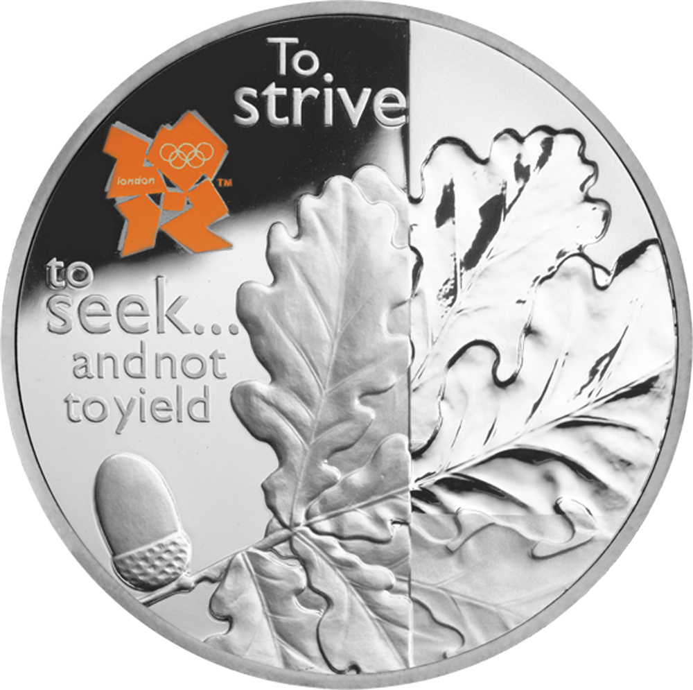 5 Pounds - Elizabeth II Oak; Silver Proof reverse