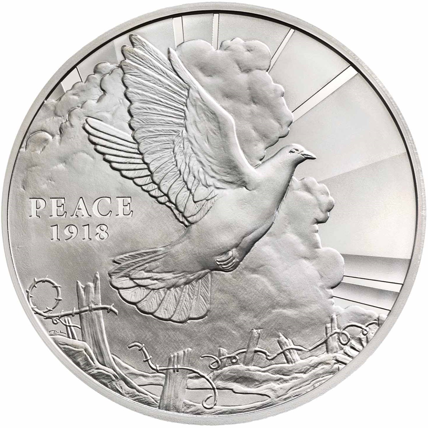5 Pounds - Elizabeth II Peace; Silver Proof reverse