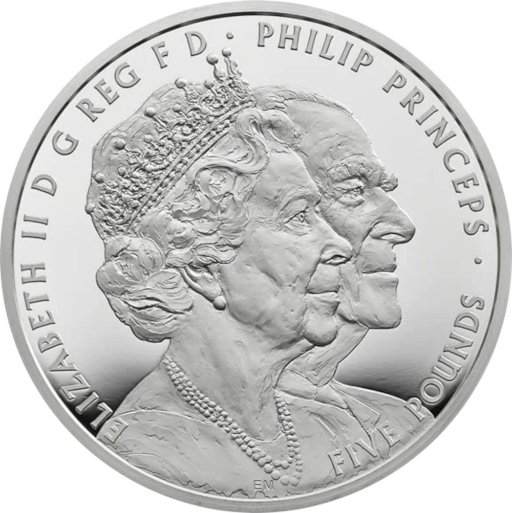 5 Pounds - Elizabeth II Platinum Wedding; Silver Piedfort obverse