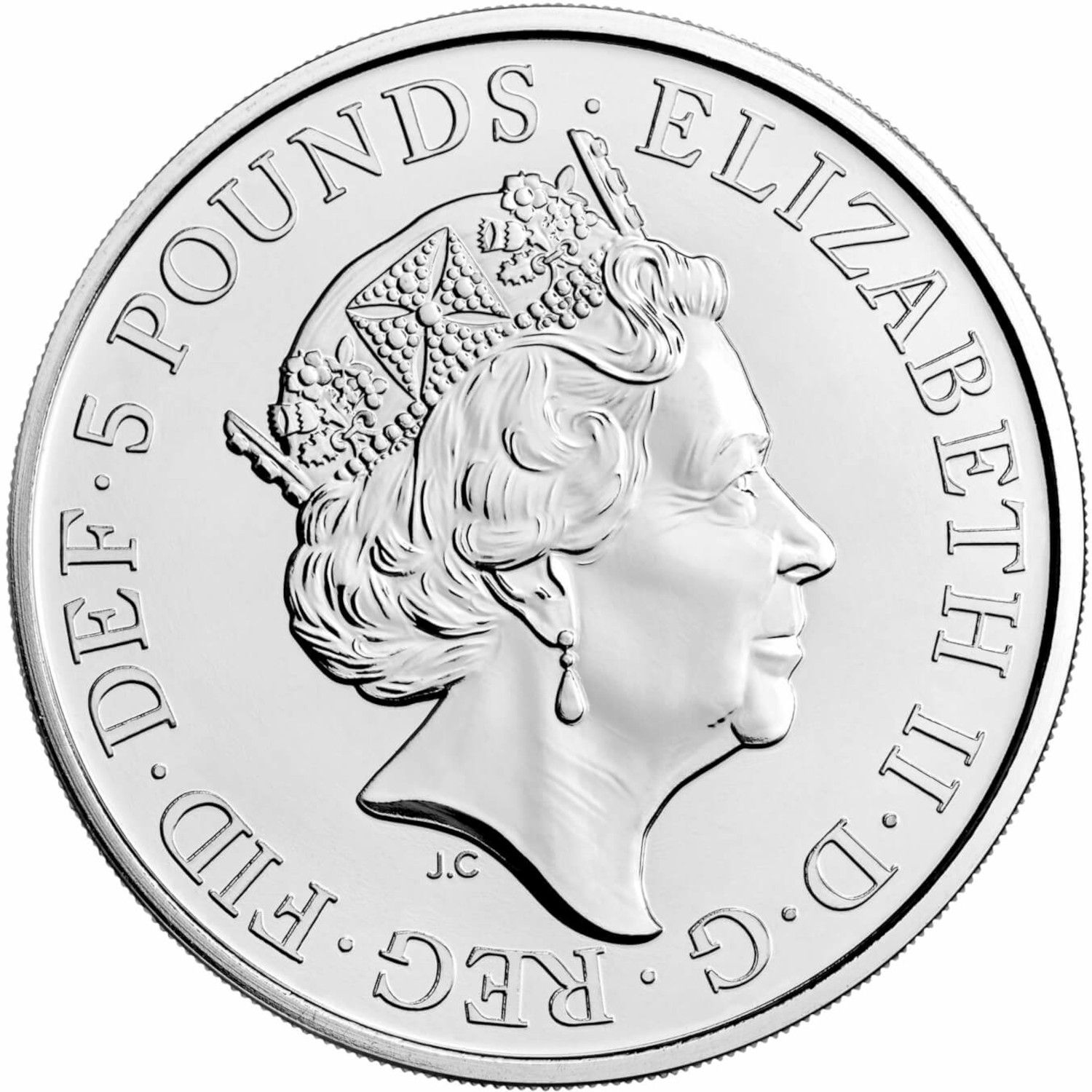 5 Pounds - Elizabeth II Posthumous; 5th portrait; Yale of Beaufort obverse