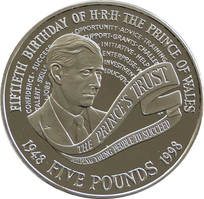 5 Pounds - Elizabeth II Prince Charles' 50th Birthday; Silver Proof