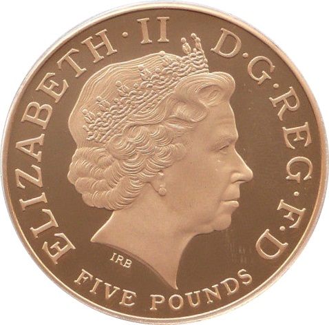 5 Pounds - Elizabeth II Prince Charles 60th Birthday; Gold Proof obverse