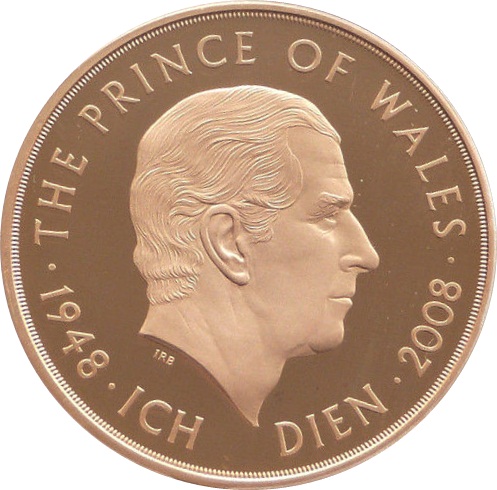 5 Pounds - Elizabeth II Prince Charles 60th Birthday; Gold Proof