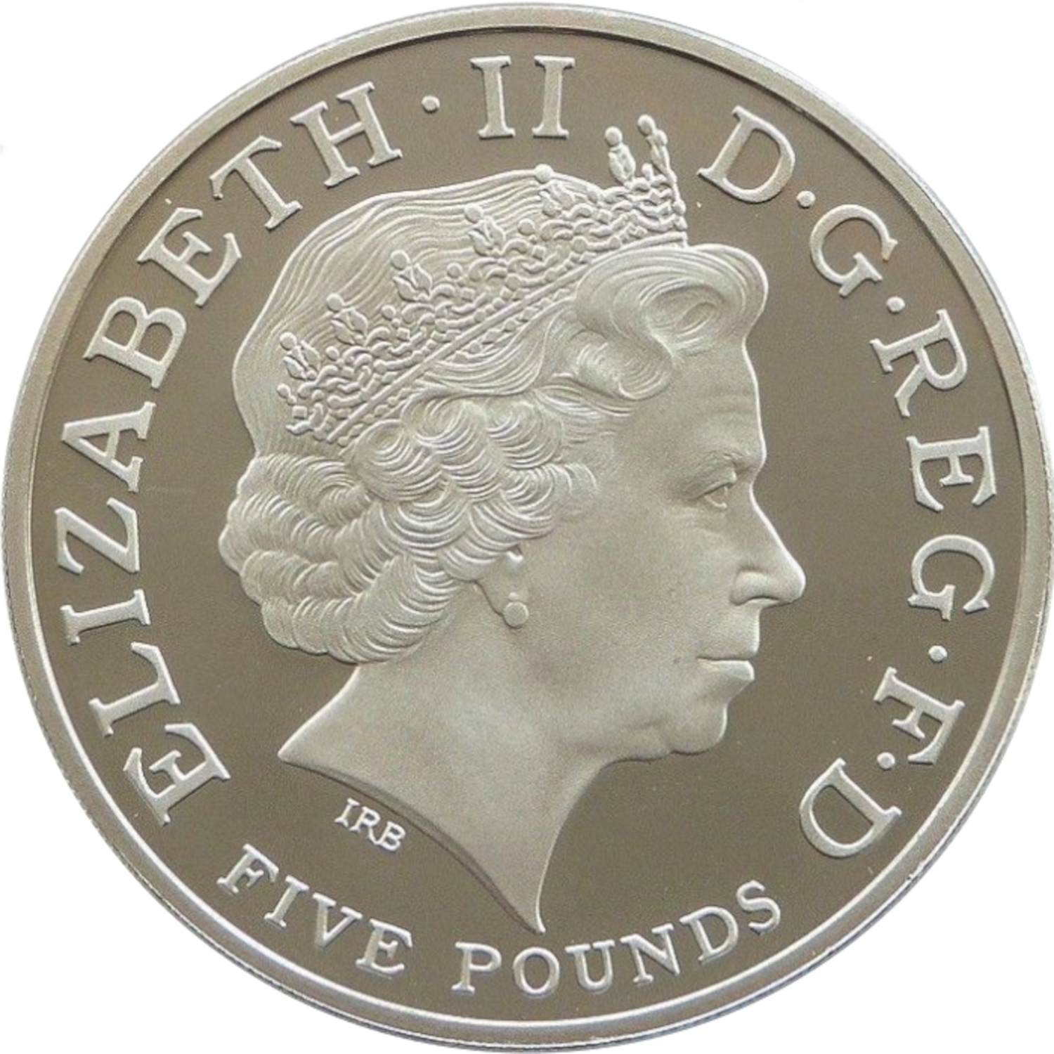 5 Pounds - Elizabeth II Prince Charles 60th Birthday; Platinum Piedfort obverse