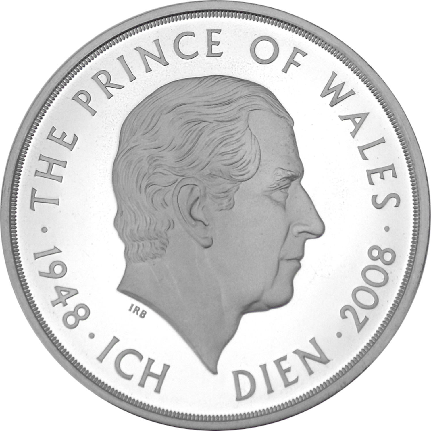 5 Pounds - Elizabeth II Prince Charles 60th Birthday; Silver Piedfort