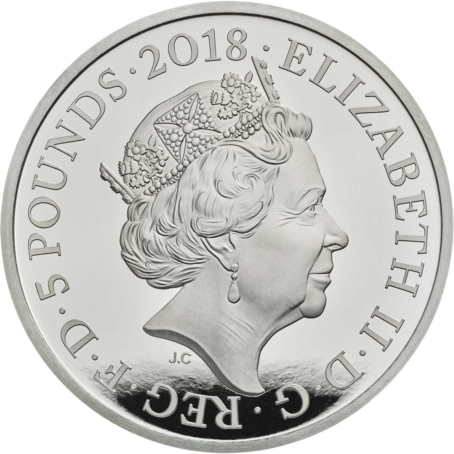5 Pounds - Elizabeth II Prince Charles 70th Birthday; Platinum Piedfort obverse