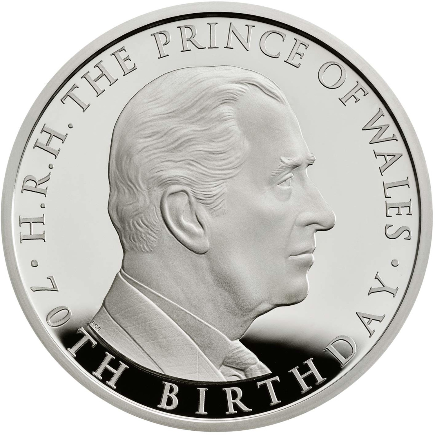5 Pounds - Elizabeth II Prince Charles 70th Birthday; Platinum Piedfort