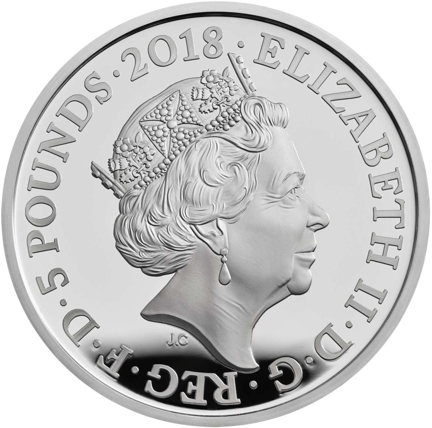 5 Pounds - Elizabeth II Prince Charles 70th Birthday; Silver Piedfort obverse