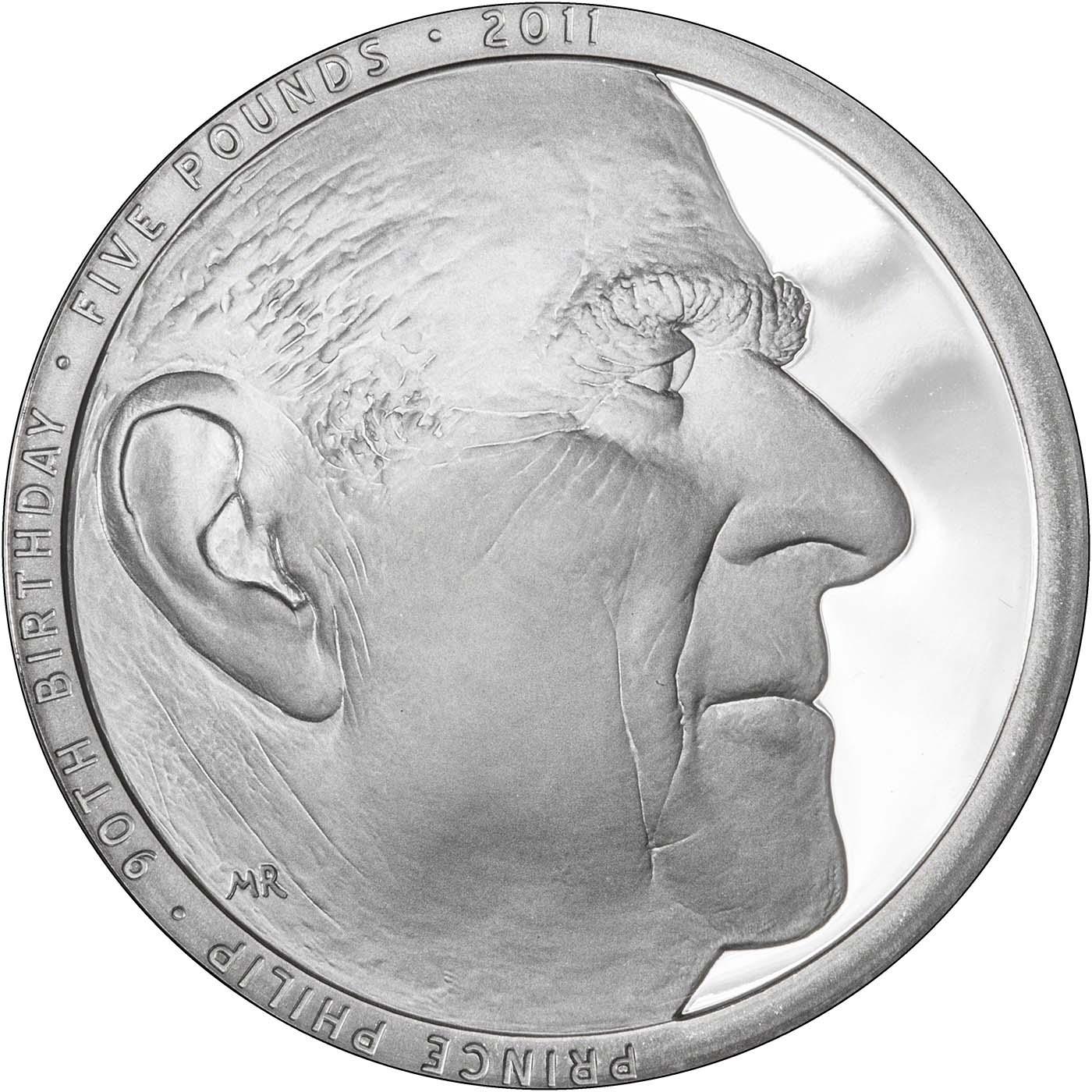 5 Pounds - Elizabeth II Prince Philip 90th Birthday; Platinum Piedfort