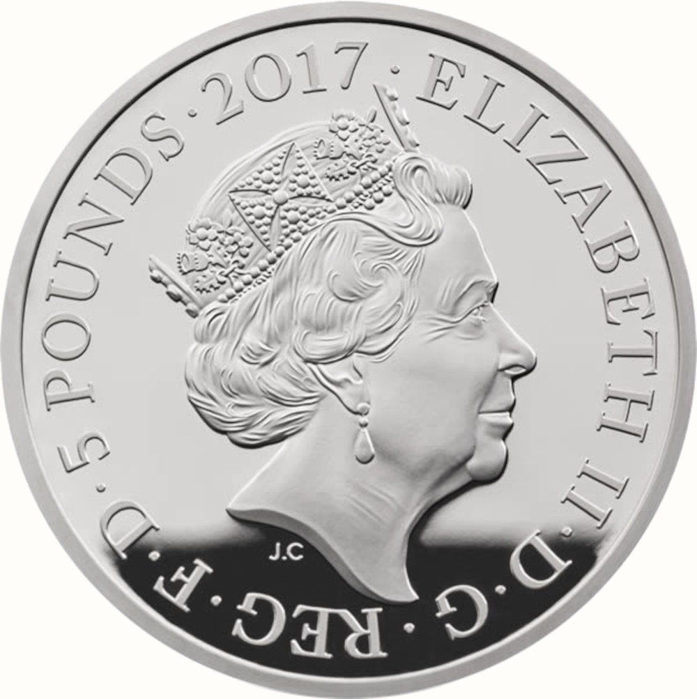 5 Pounds - Elizabeth II Prince Philip; Silver Piedfort obverse