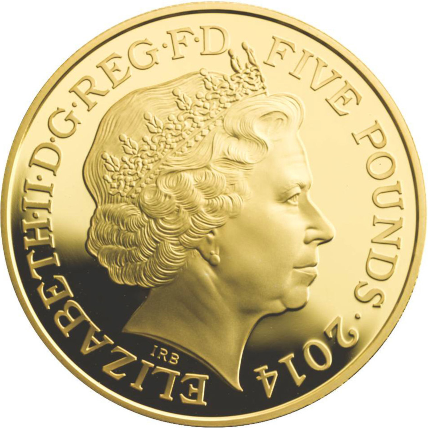 5 Pounds - Elizabeth II Queen Anne; Gold-Plated Silver Proof obverse
