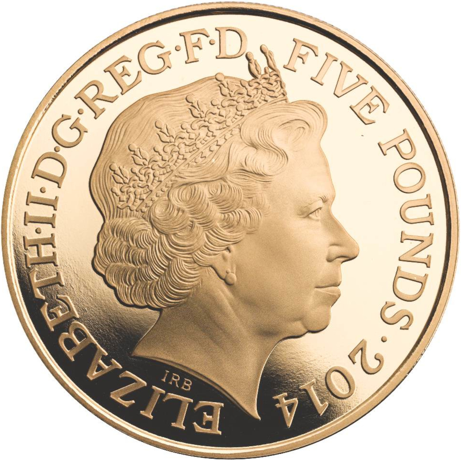 5 Pounds - Elizabeth II Queen Anne; Gold Proof obverse