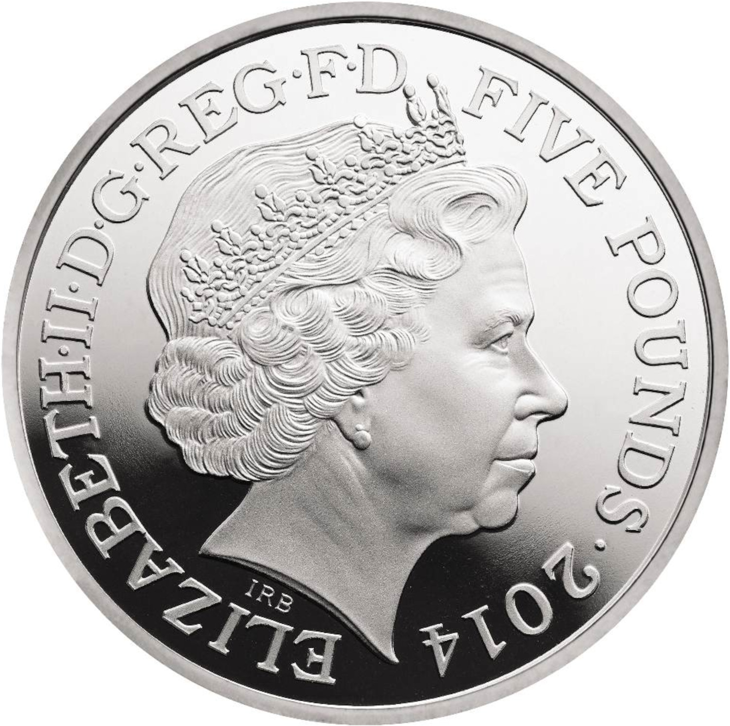 5 Pounds - Elizabeth II Queen Anne; Silver Proof obverse