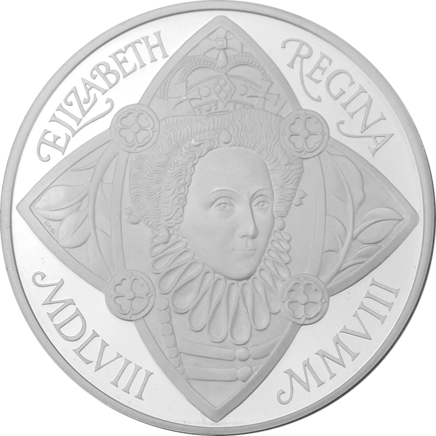 5 Pounds - Elizabeth II Queen Elizabeth I; Silver Piedfort reverse