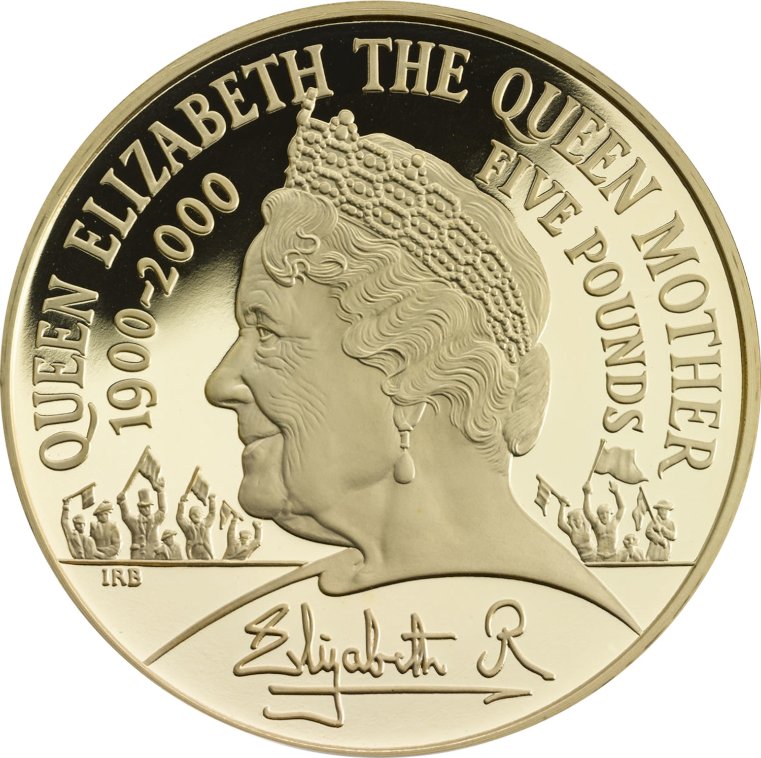 5 Pounds - Elizabeth II Queen Mother 100th Birthday; Gold Proof