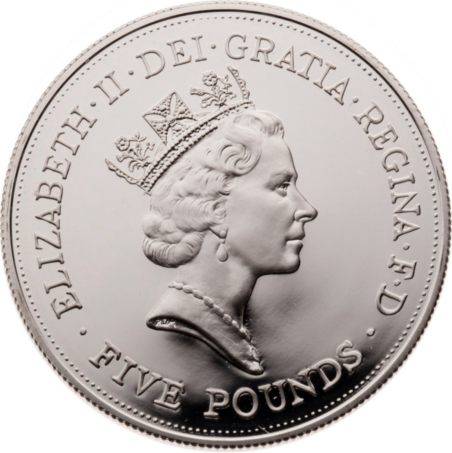 5 Pounds - Elizabeth II Queen Mother; Silver Proof obverse