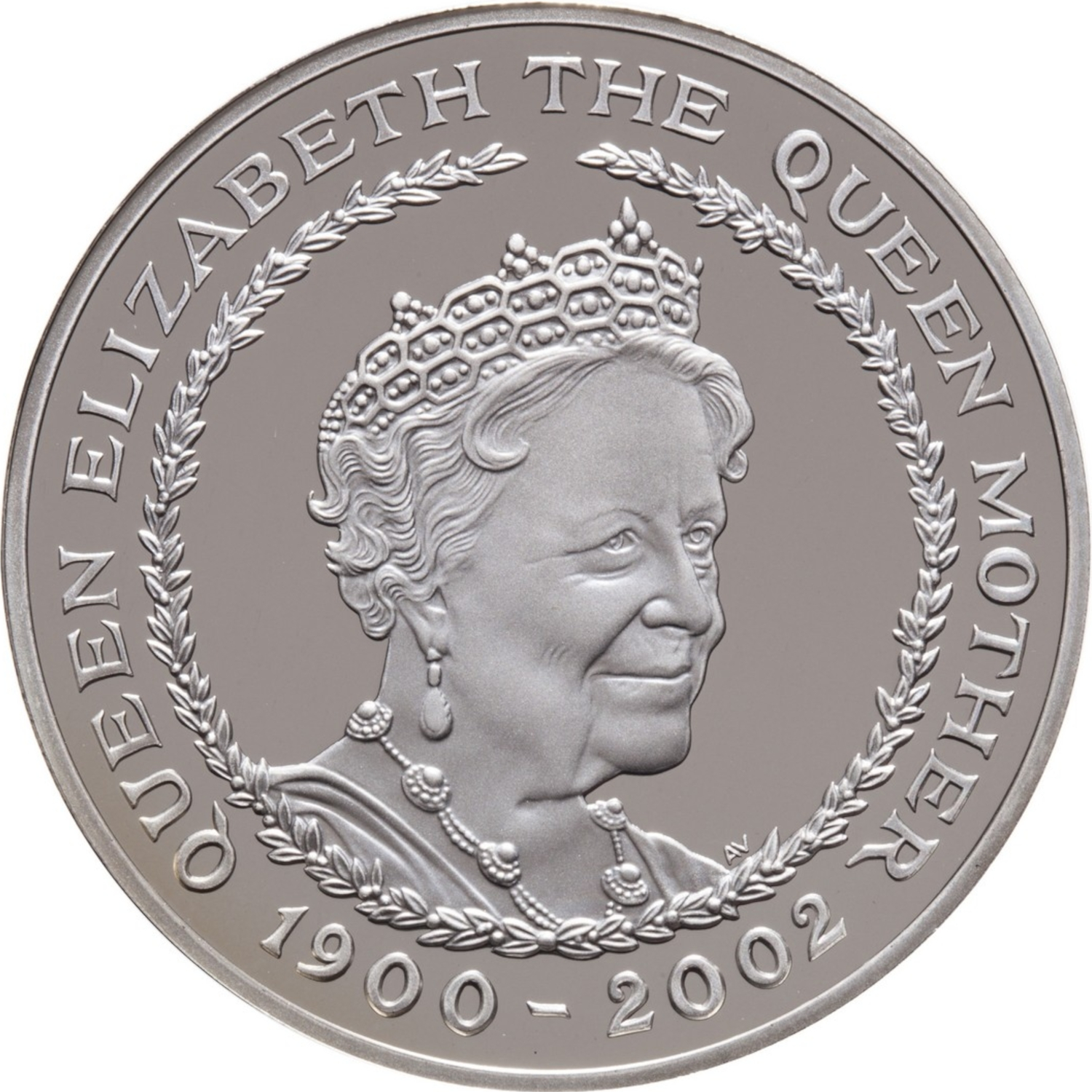 5 Pounds - Elizabeth II Queen Mother; Silver Proof reverse