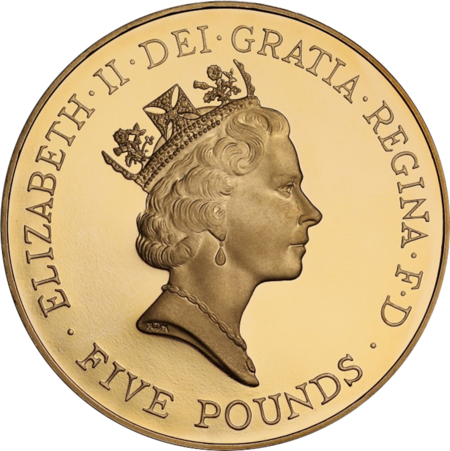 5 Pounds - Elizabeth II Queen's 70th Birthday; Gold Proof obverse