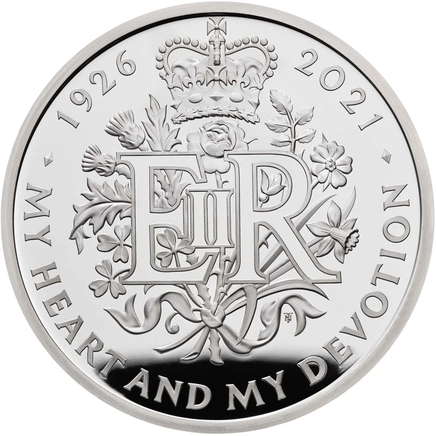 5 Pounds - Elizabeth II Queen's 95th Birthday; Silver Proof reverse