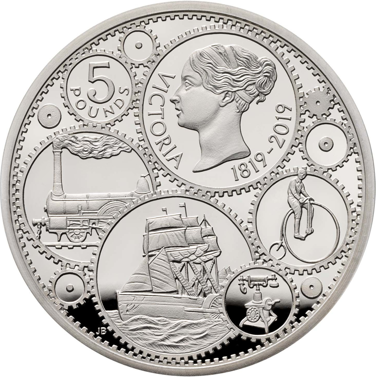 5 Pounds - Elizabeth II Queen Victoria; Silver Proof reverse