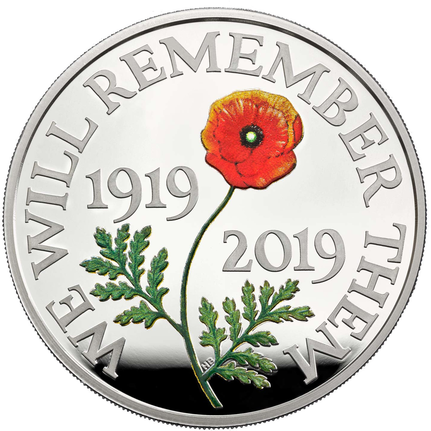 5 Pounds - Elizabeth II Remembrance Day 2019; Silver Piedfort reverse