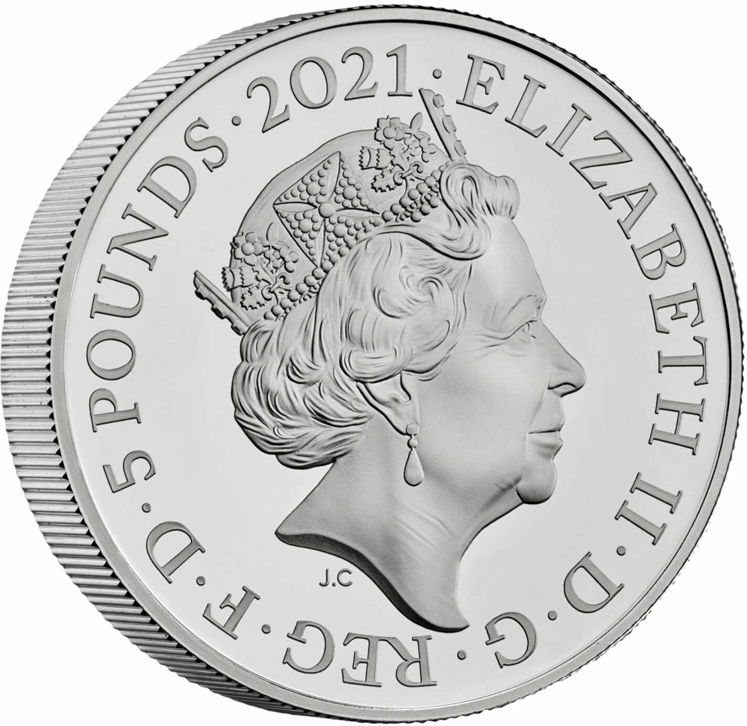 5 Pounds - Elizabeth II Remembrance Day 2021; Silver Piedfort obverse