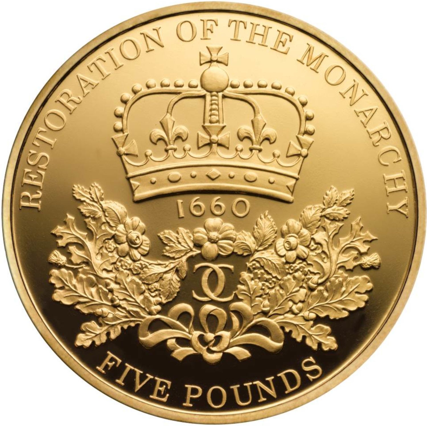 5 Pounds - Elizabeth II Restoration of the Monarchy; Gold Proof reverse
