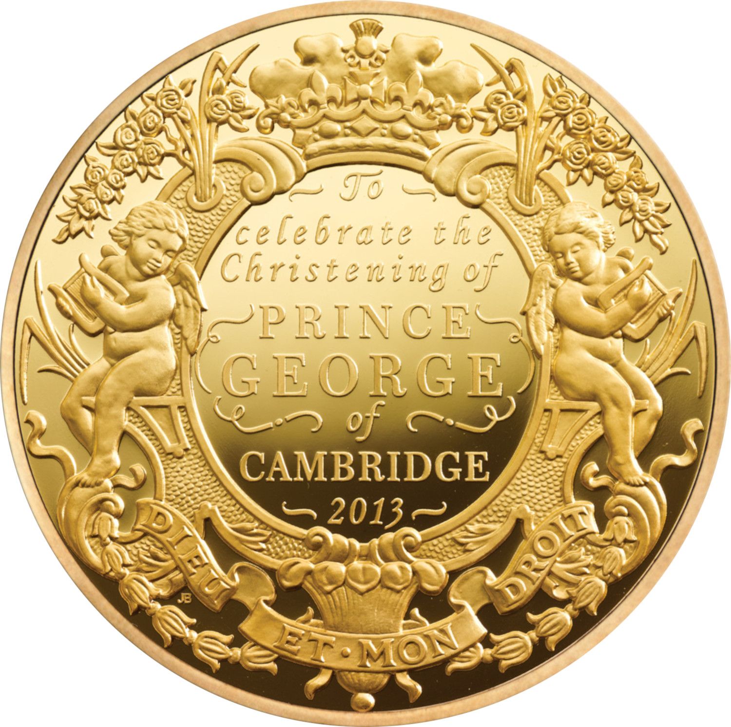 5 Pounds - Elizabeth II Royal Christening; Gold Proof reverse