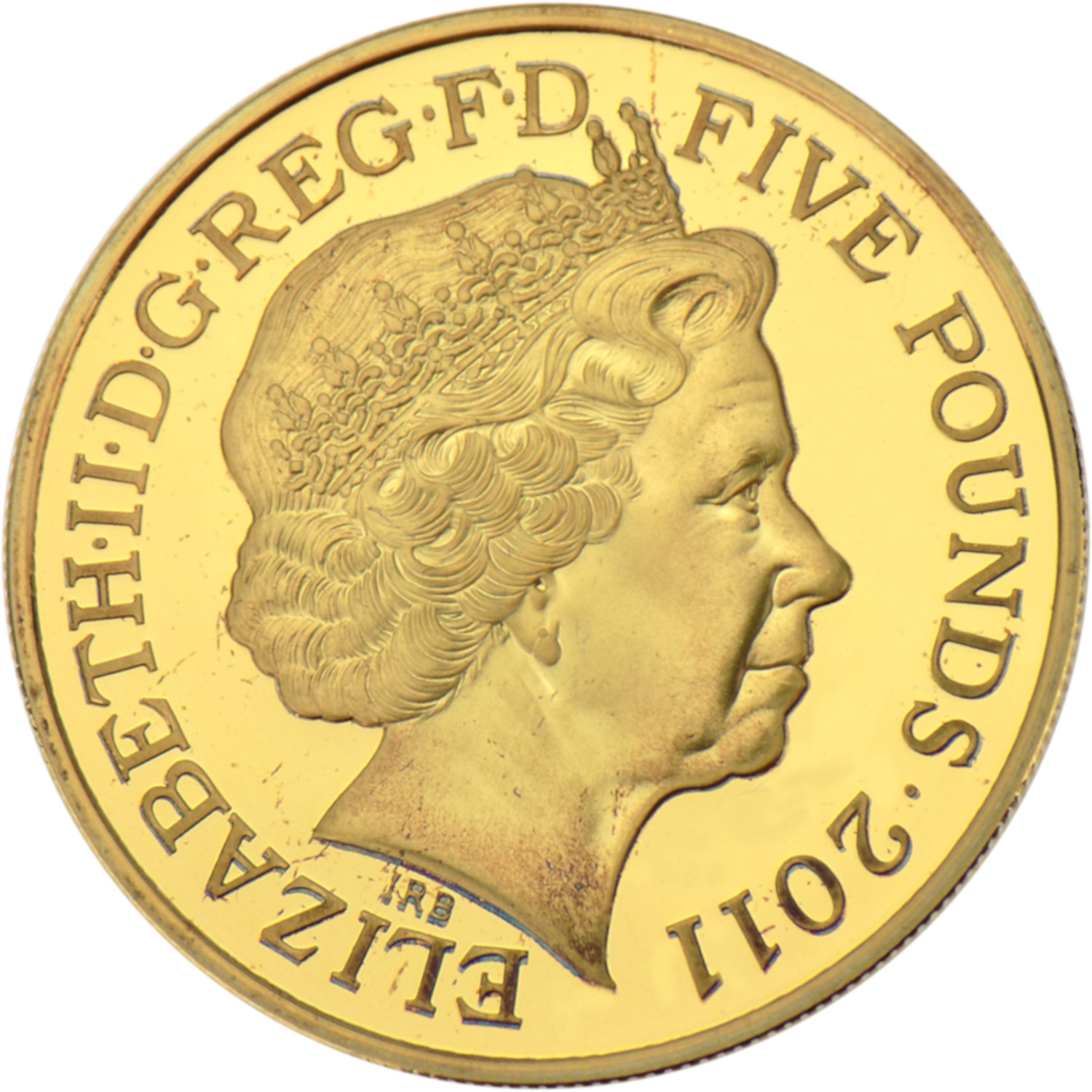 5 Pounds - Elizabeth II Royal Wedding; Gold-Plated Silver Proof obverse