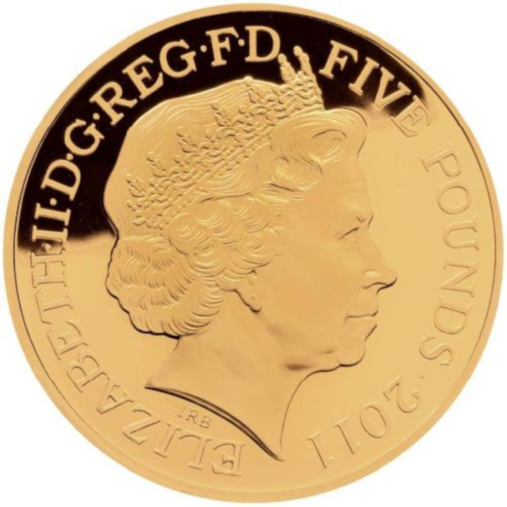 5 Pounds - Elizabeth II Royal Wedding; Gold Proof obverse