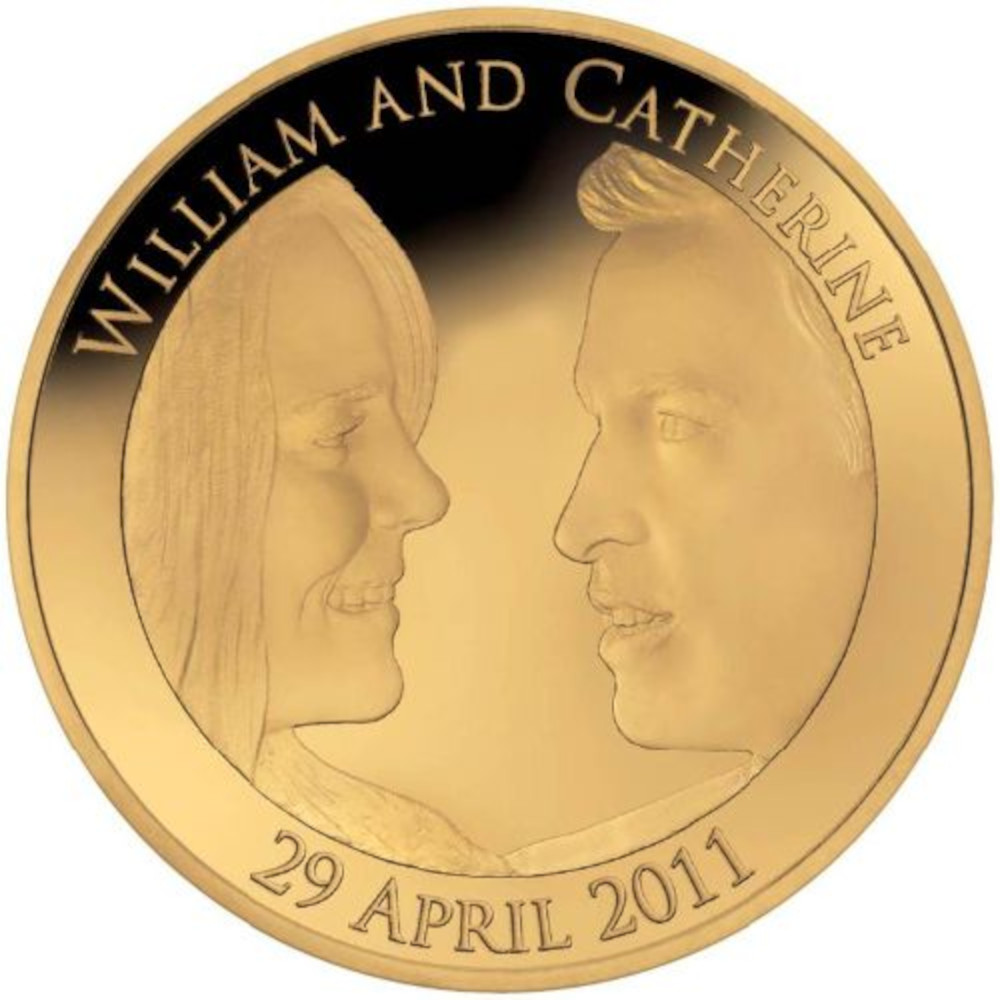 5 Pounds - Elizabeth II Royal Wedding; Gold Proof reverse