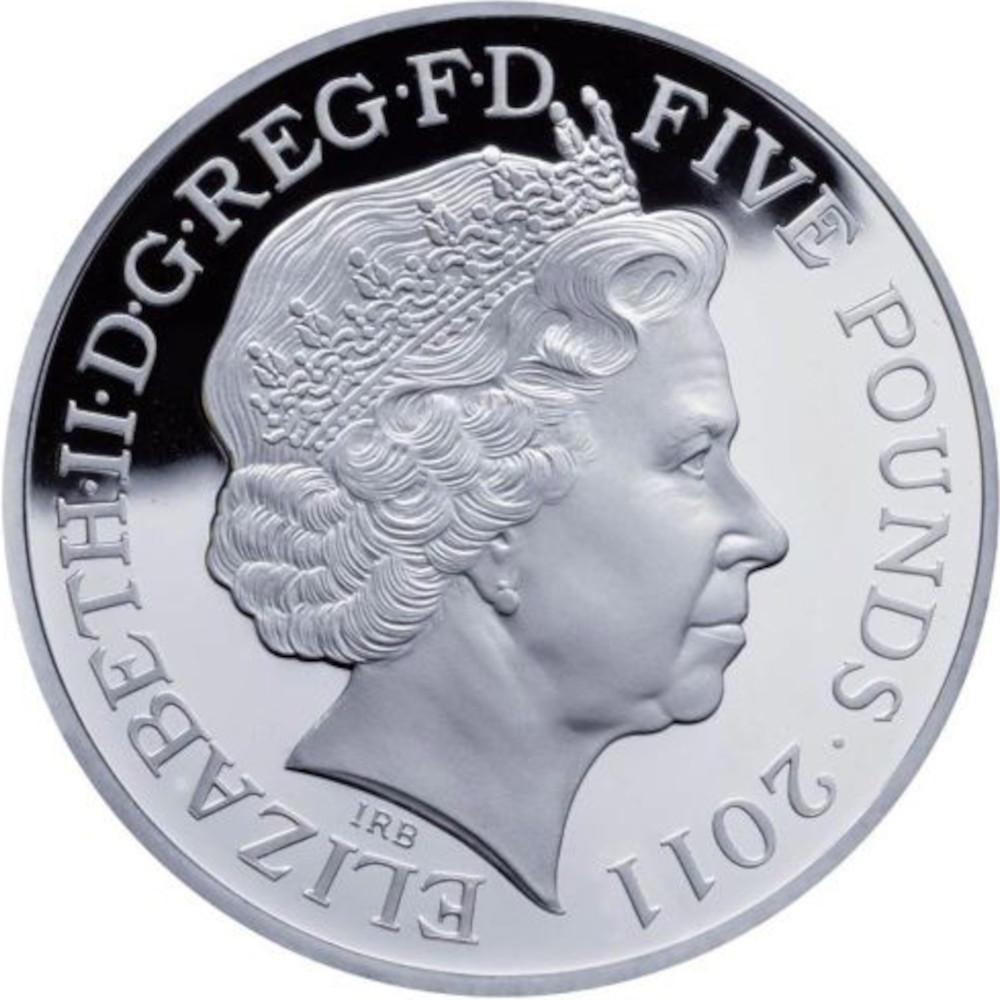 5 Pounds - Elizabeth II Royal Wedding; Platinum Piedfort obverse