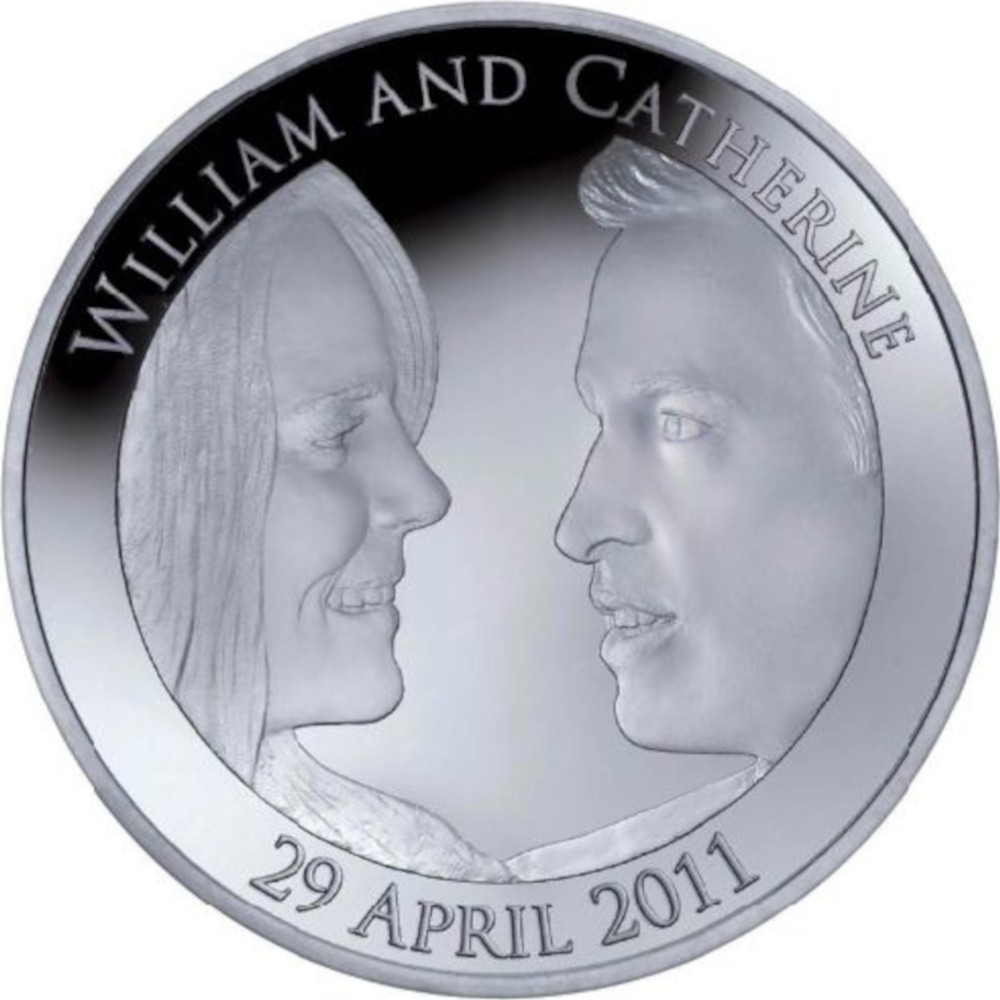 5 Pounds - Elizabeth II Royal Wedding; Platinum Piedfort reverse