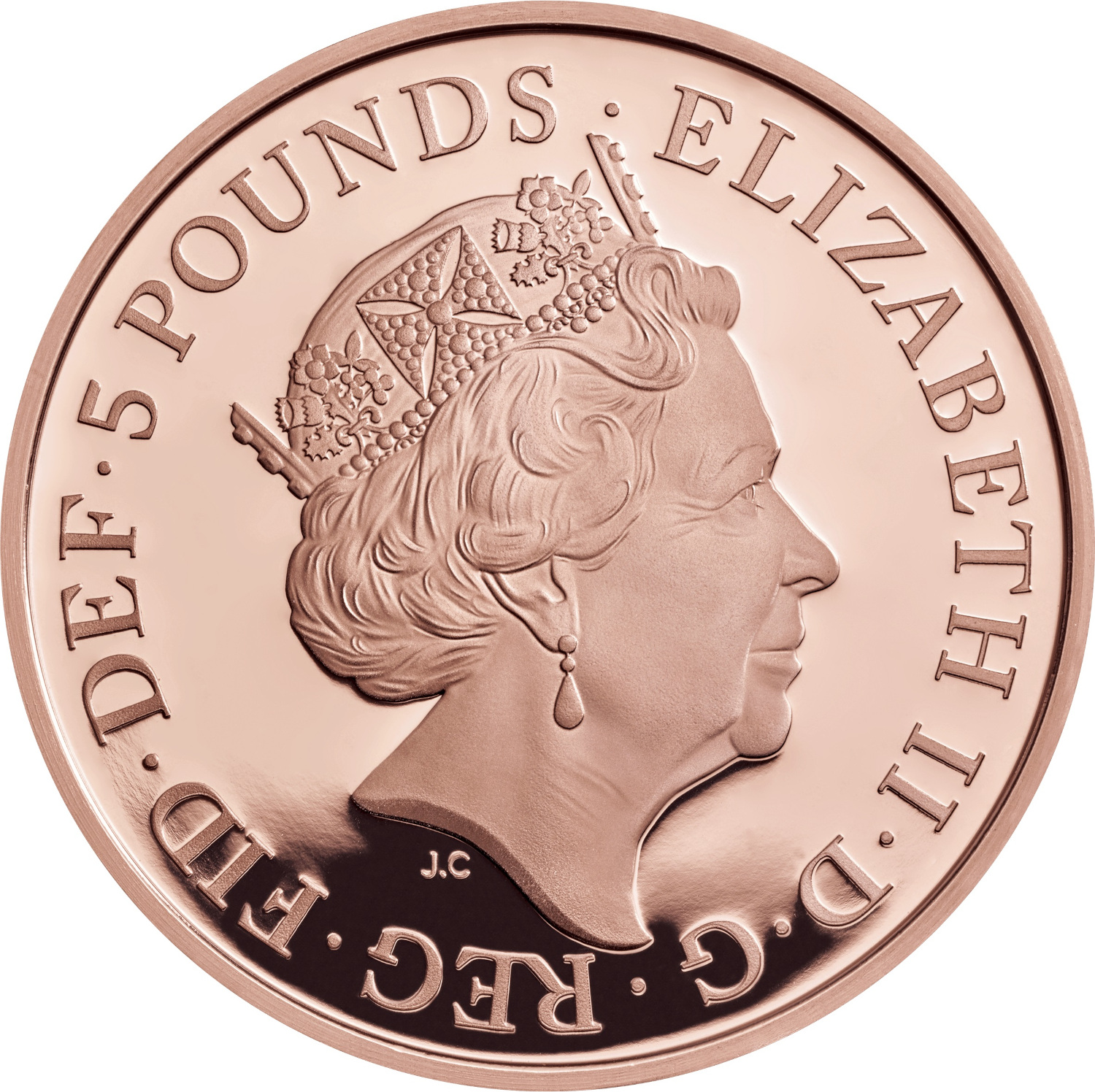 5 Pounds - Elizabeth II Sapphire Anniversary; Gold Proof obverse