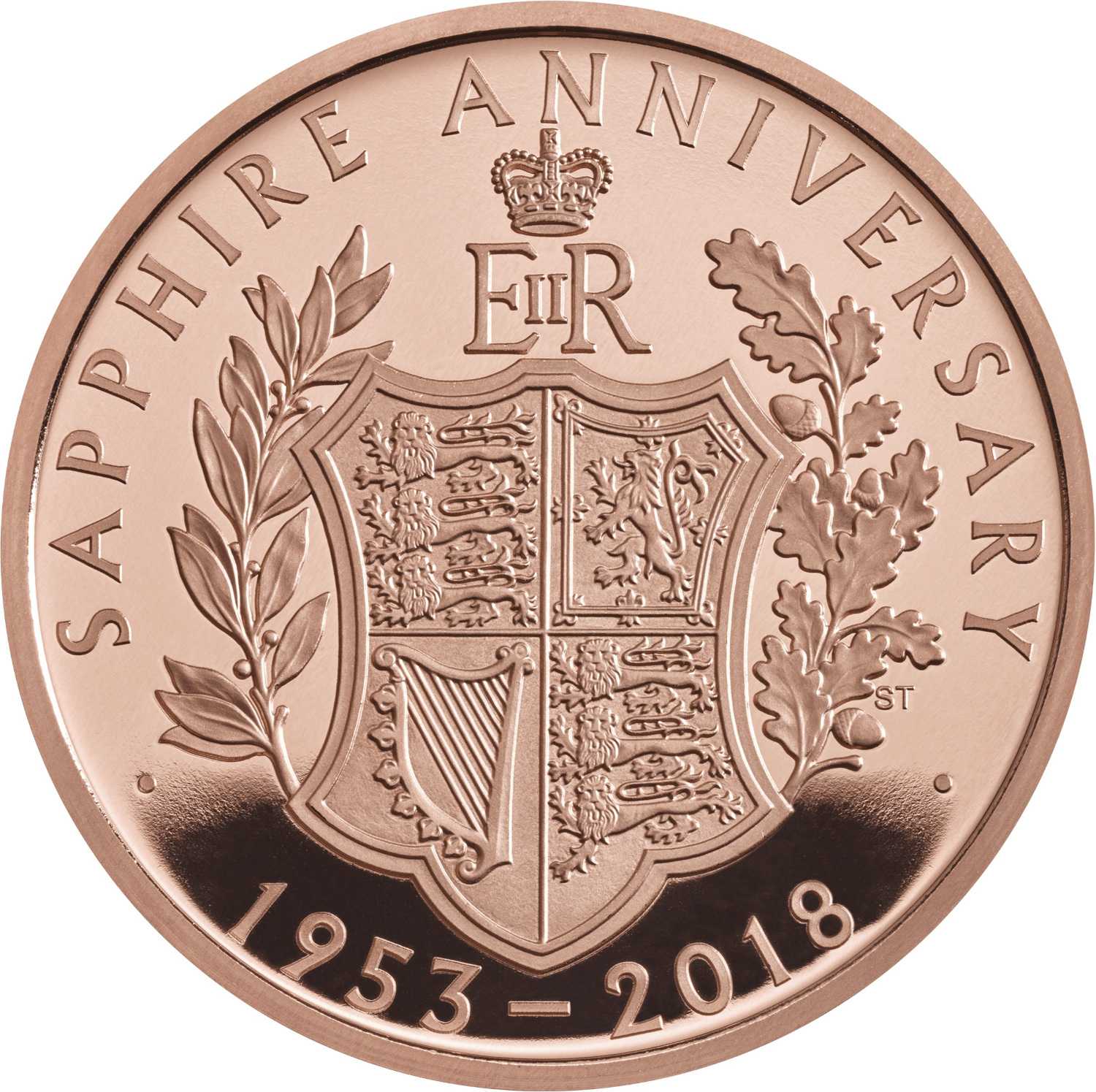 5 Pounds - Elizabeth II Sapphire Anniversary; Gold Proof