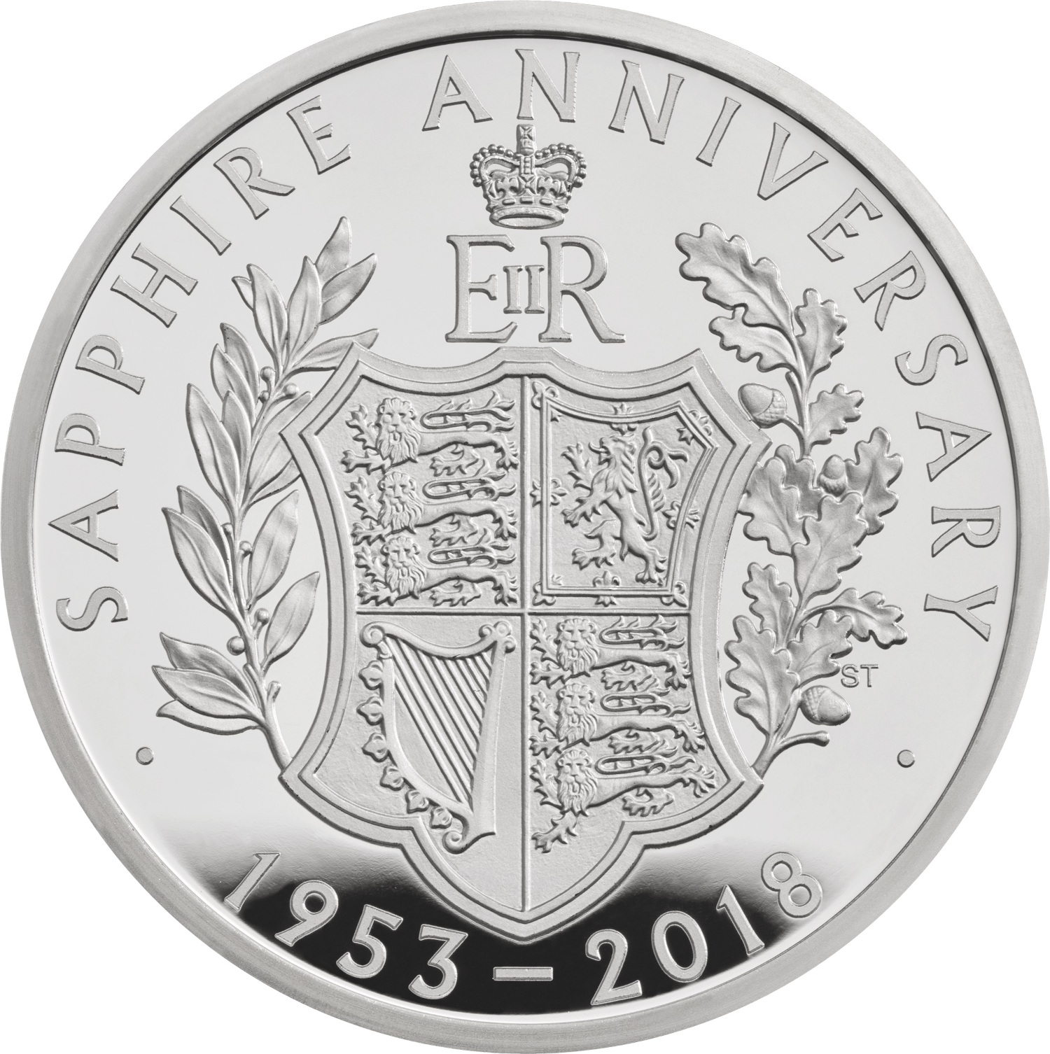 5 Pounds - Elizabeth II Sapphire Anniversary; Silver Proof reverse