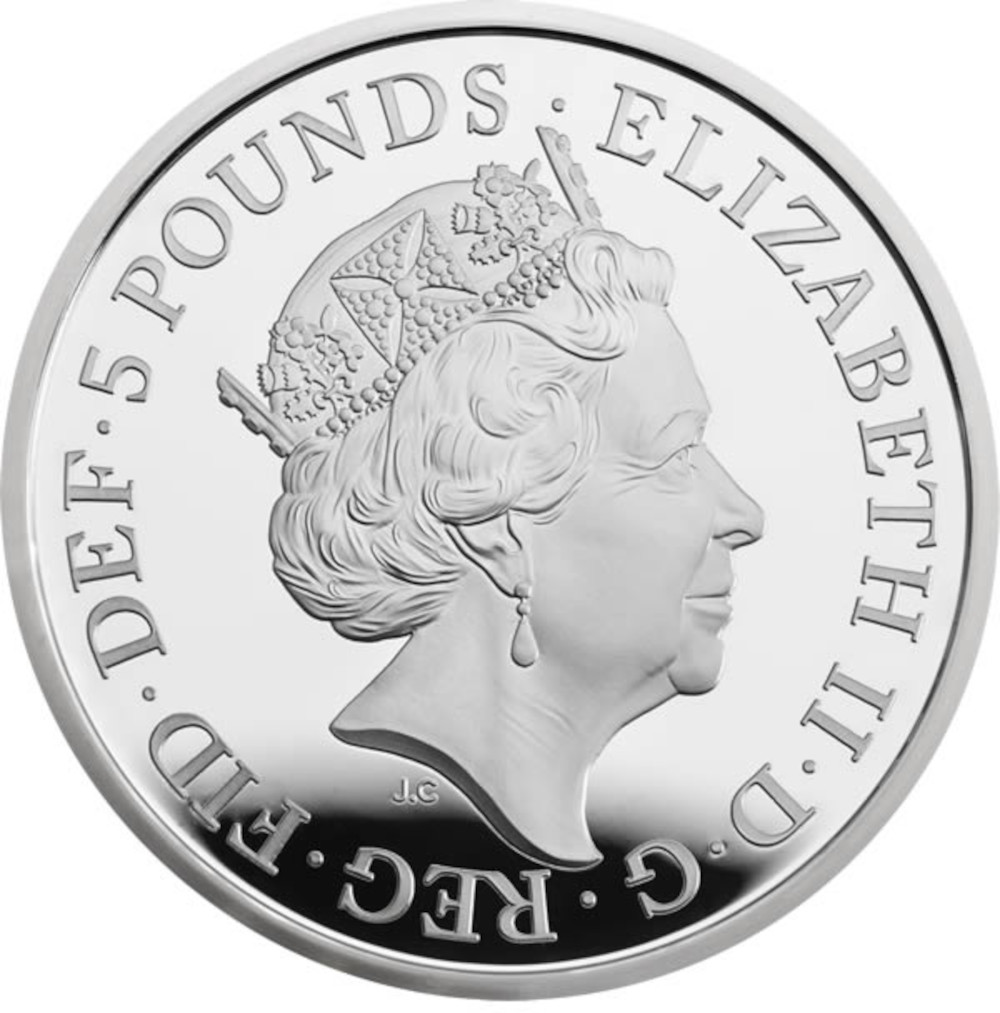 5 Pounds - Elizabeth II Sapphire Jubilee; Silver Piedfort obverse