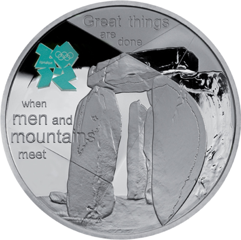 5 Pounds - Elizabeth II Stonehenge; Silver Proof reverse