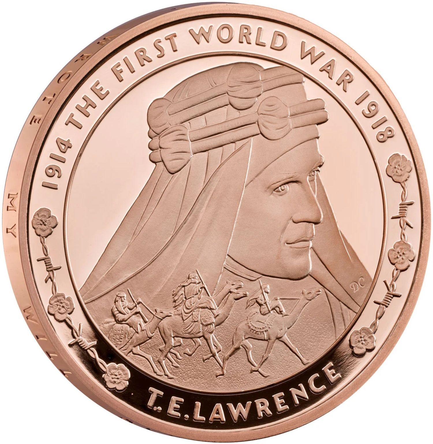 5 Pounds - Elizabeth II T.E. Lawrence; Gold Proof reverse