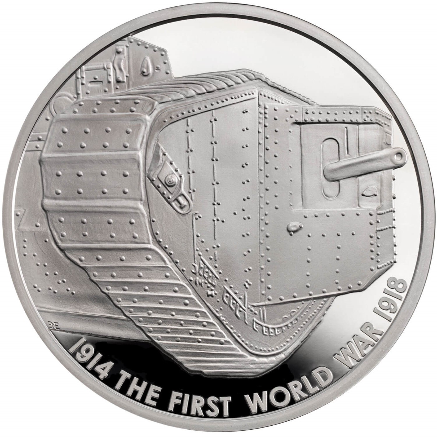 5 Pounds - Elizabeth II Tanks; Silver Proof reverse