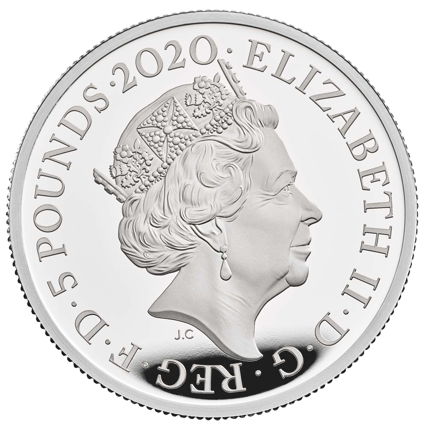 5 Pounds - Elizabeth II The band Queen; Silver Proof obverse