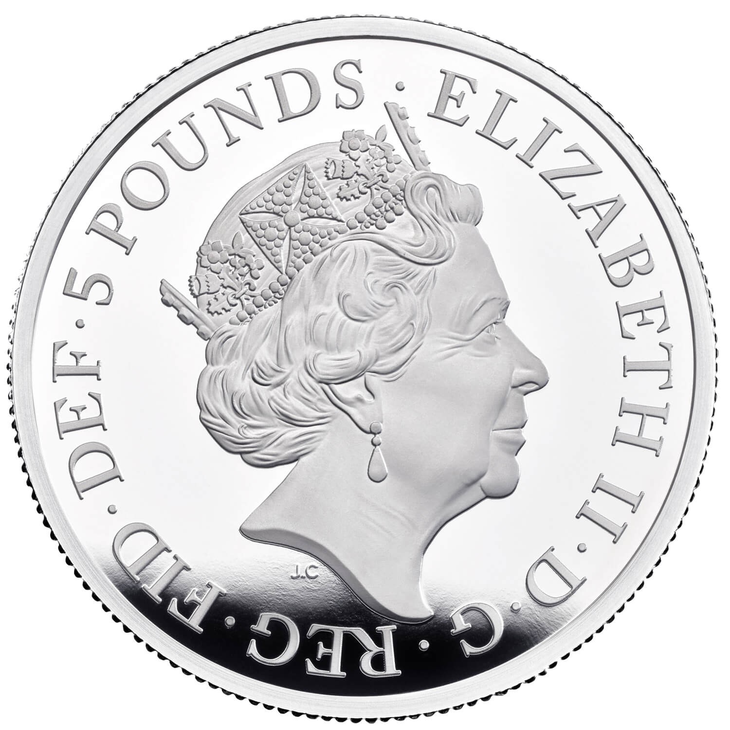 5 Pounds - Elizabeth II The Queen's Beasts Completer; Silver Proof obverse