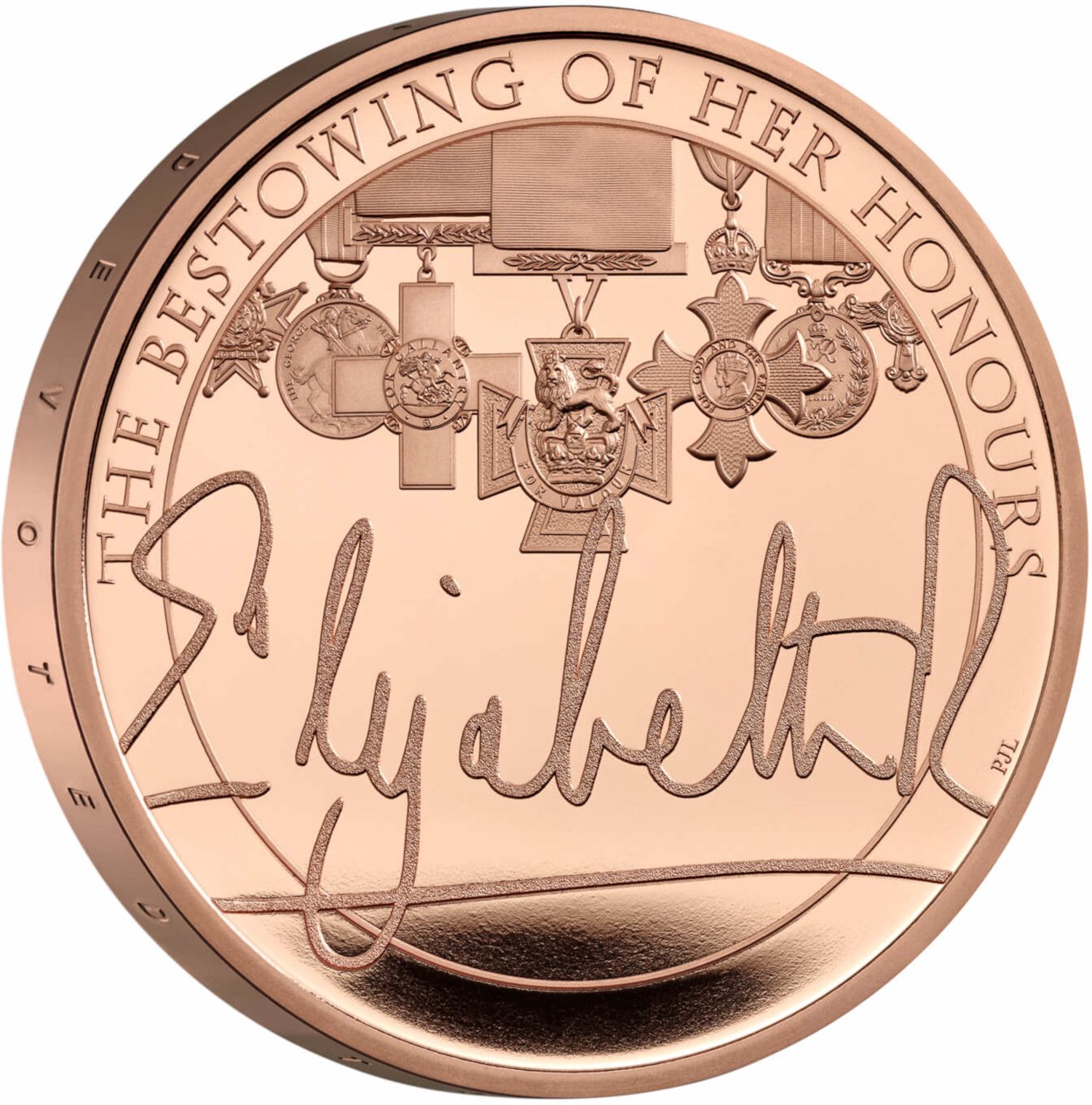 5 Pounds - Elizabeth II The Queen's Reign, Bestowing Her Honours; Gold Proof