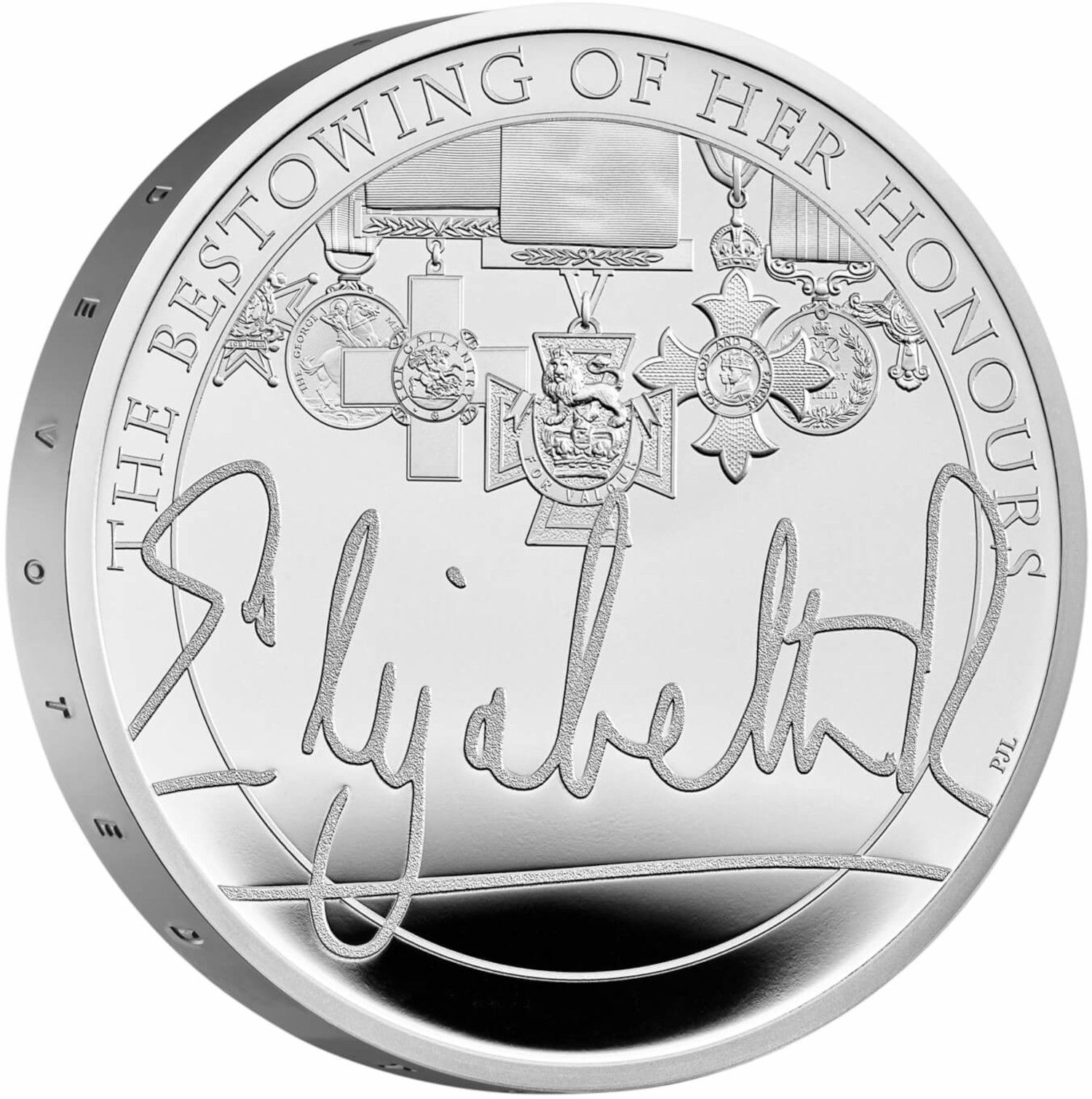 5 Pounds - Elizabeth II The Queen's Reign, Bestowing Her Honours; Silver Proof