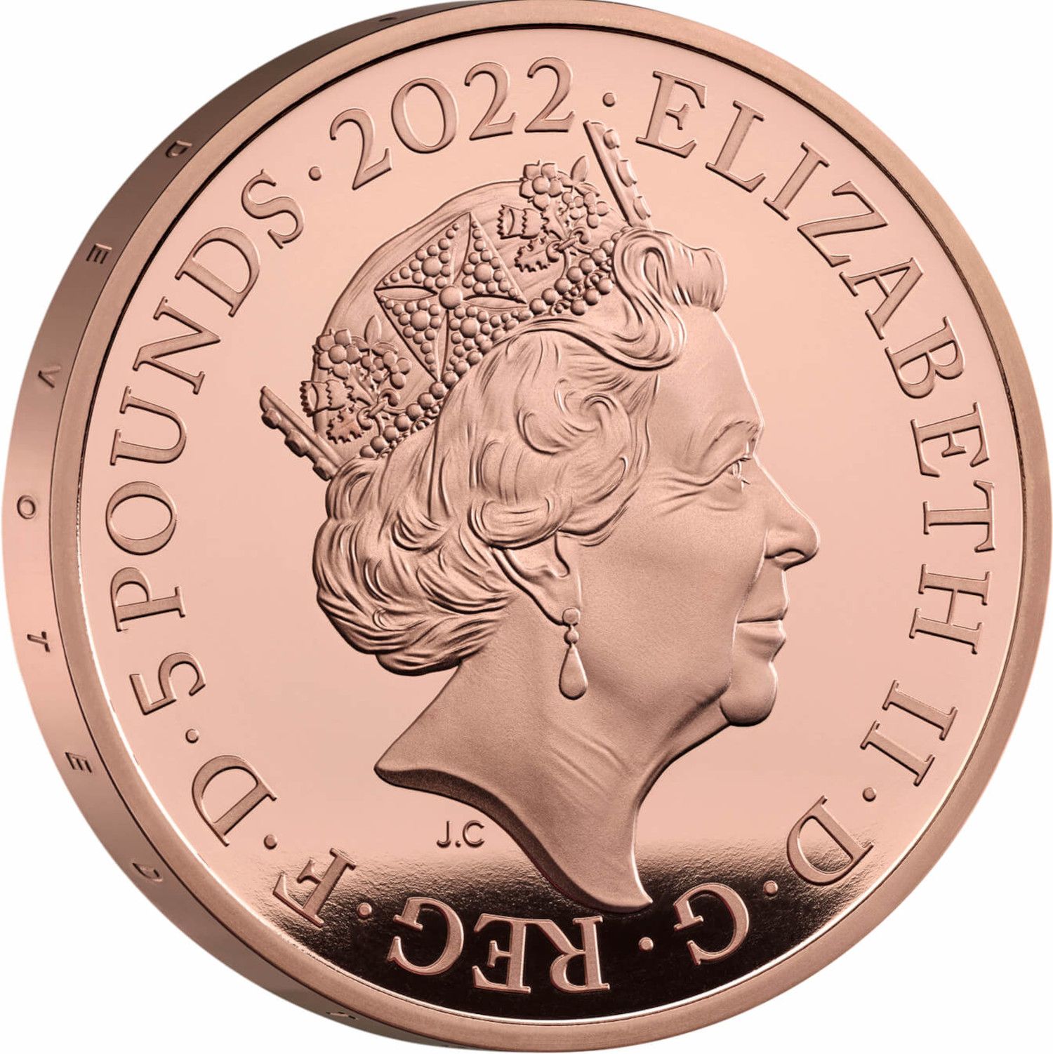 5 Pounds - Elizabeth II The Queen's Reign, Charity and Patronage; Gold Proof obverse