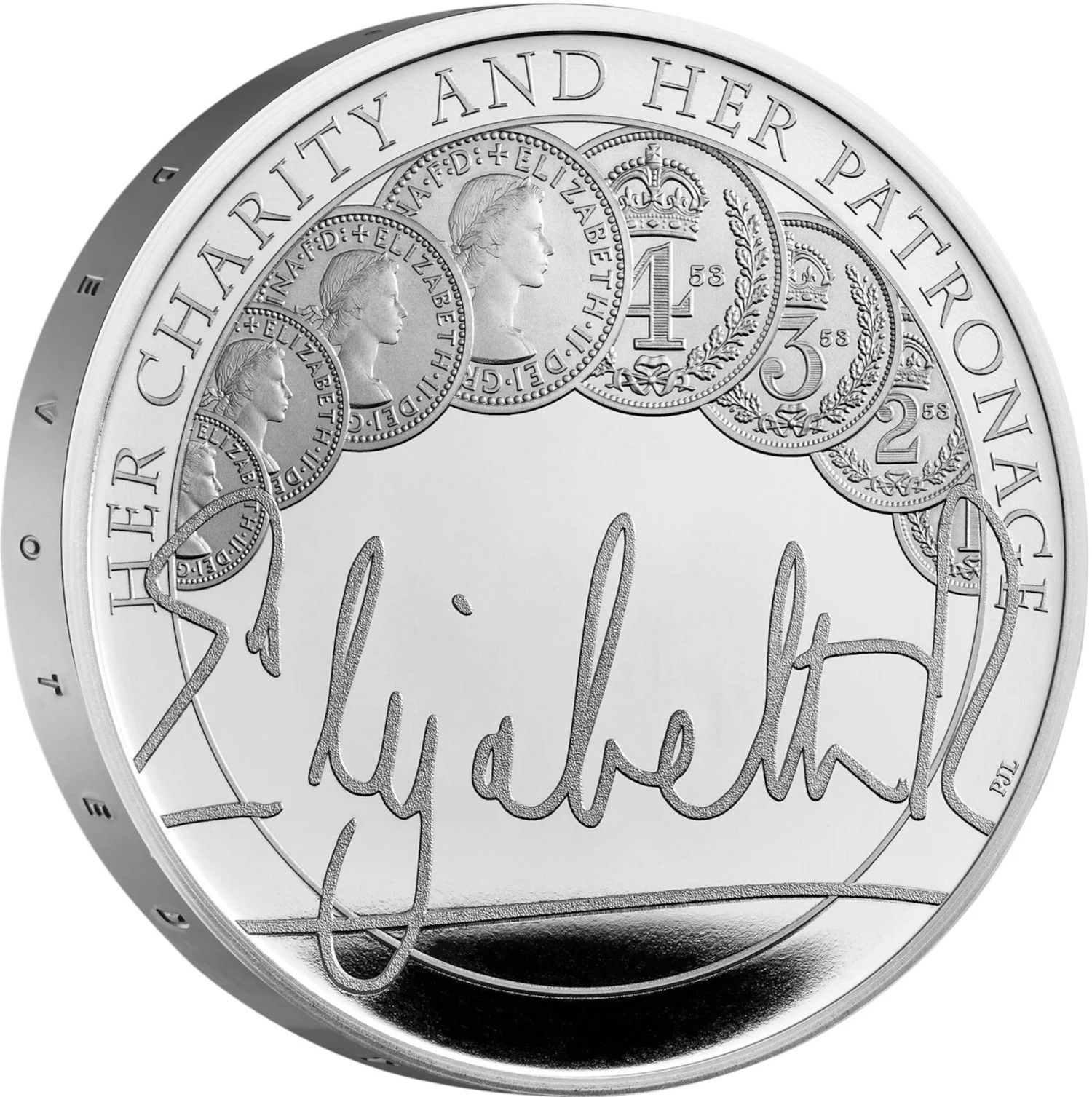 5 Pounds - Elizabeth II The Queen's Reign, Charity and Patronage; Silver Proof