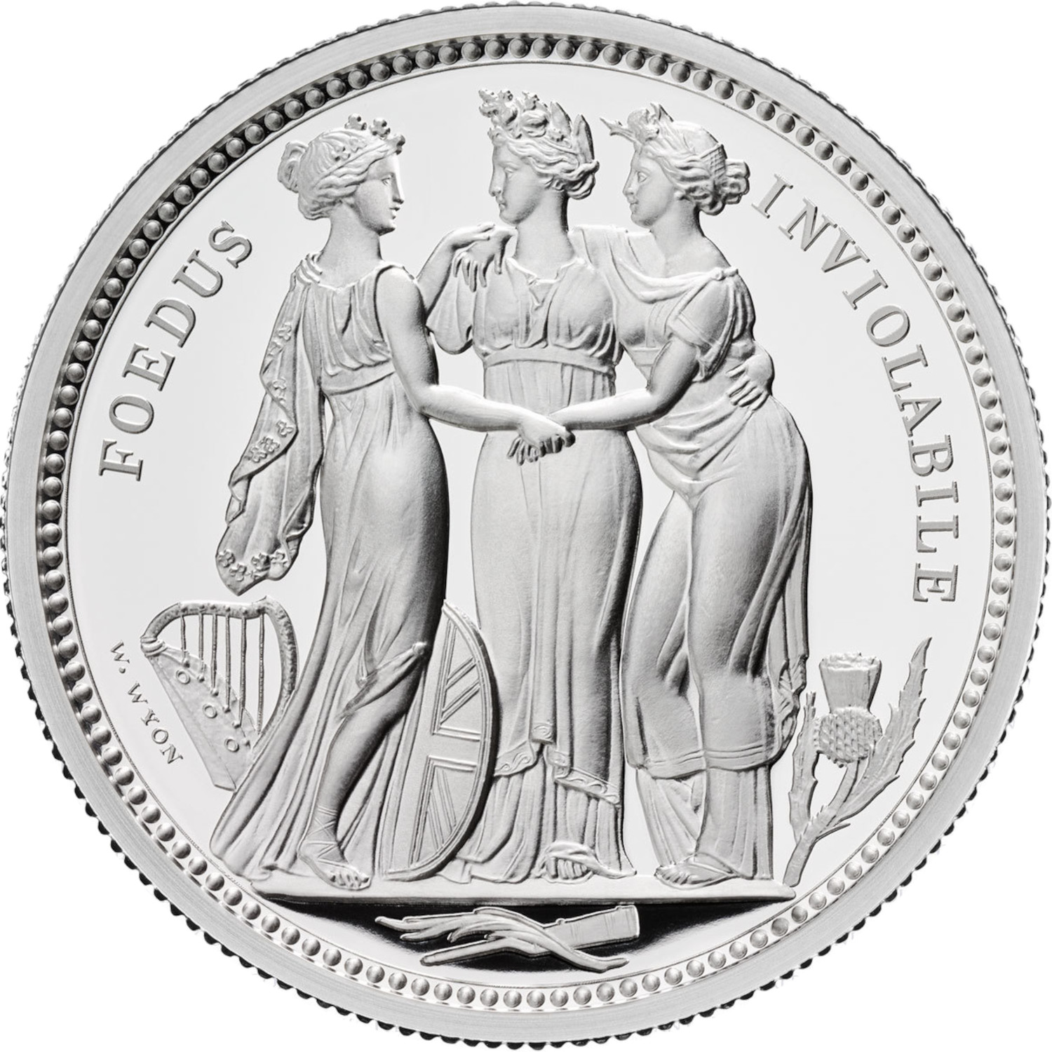 5 Pounds - Elizabeth II The Three Graces; Silver Proof reverse