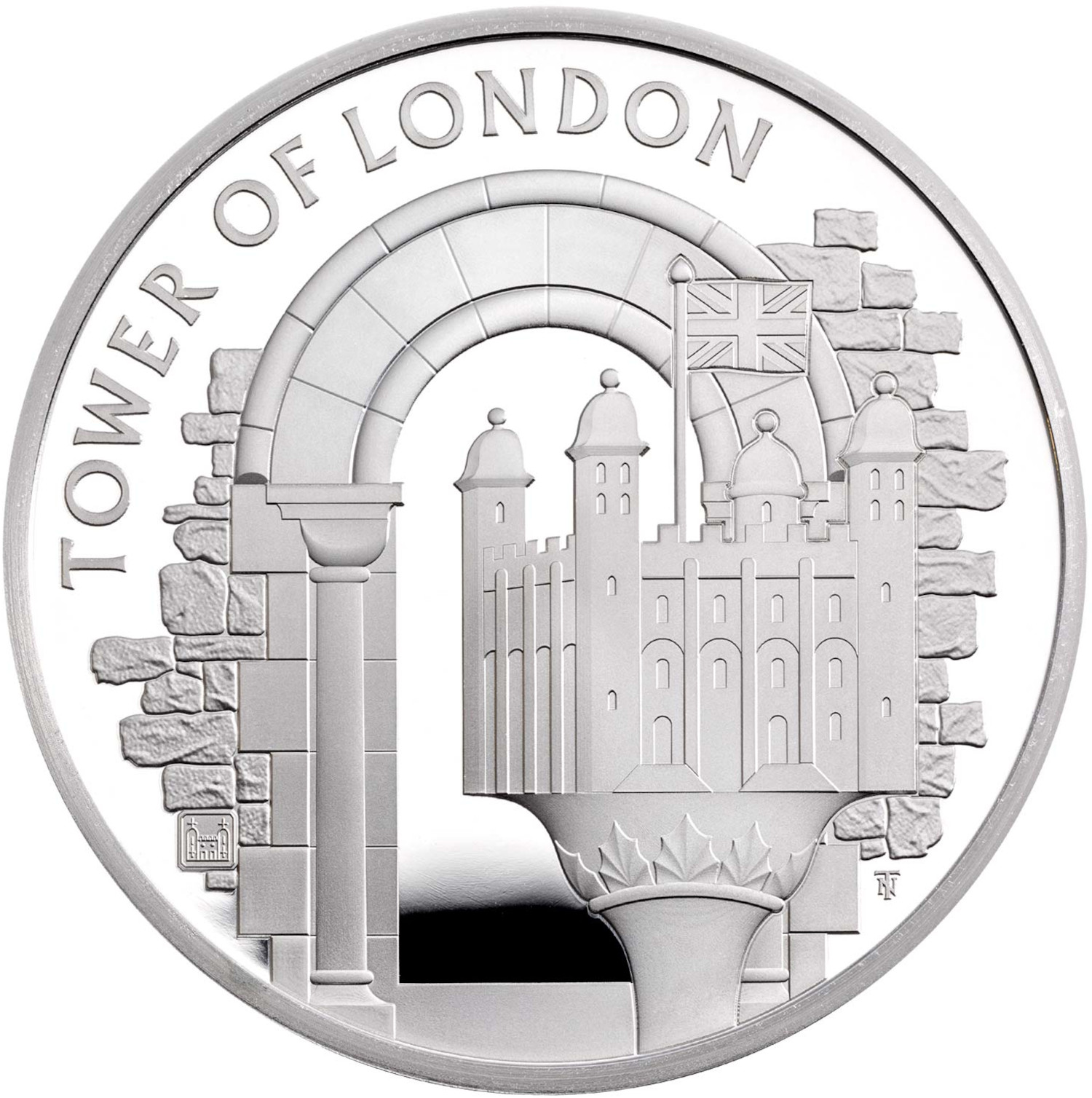 5 Pounds - Elizabeth II The White Tower; Silver Piedfort reverse